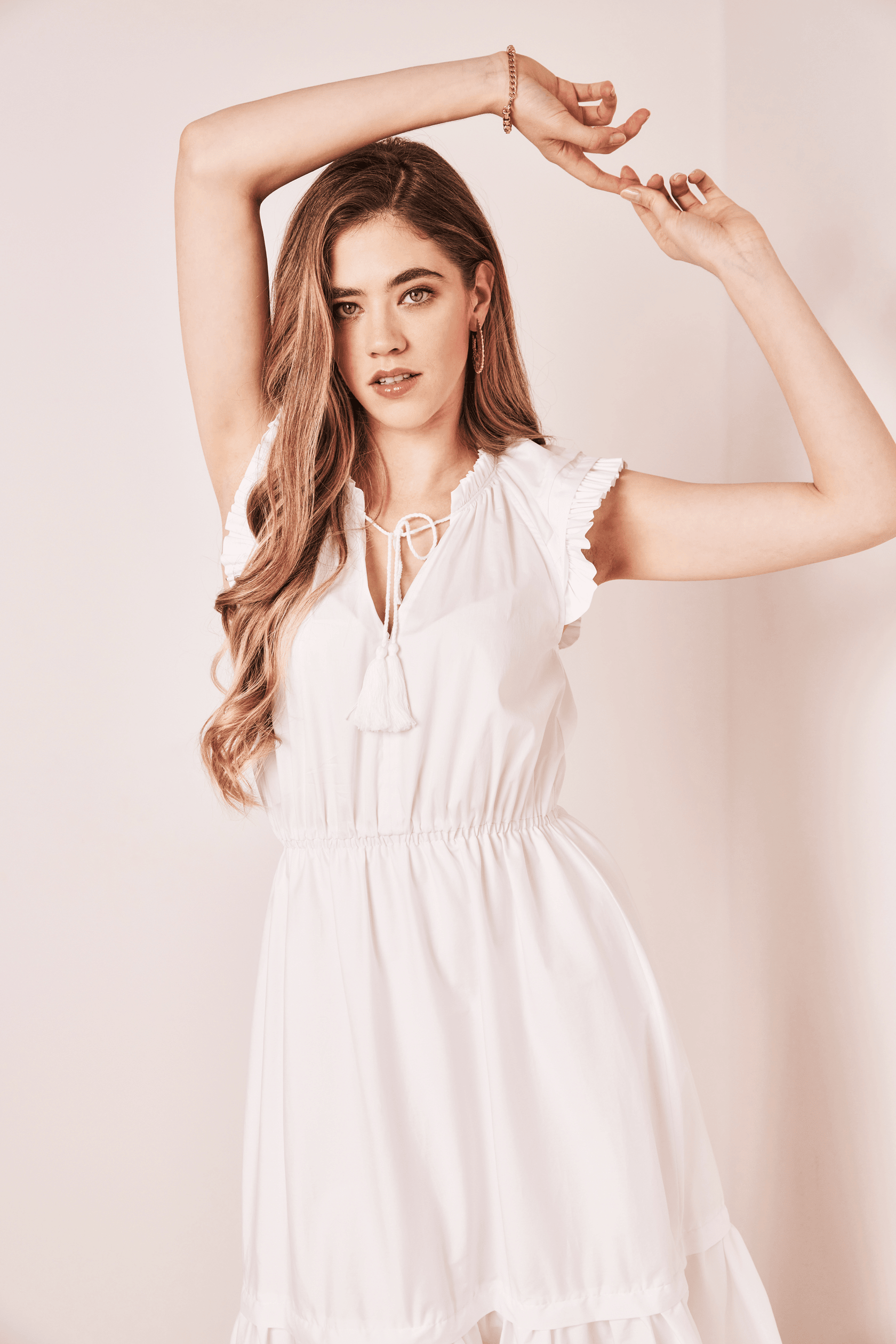 And mary Dercey leg warmer dress 白 ANDMARY】Dercey leg warmer dress
