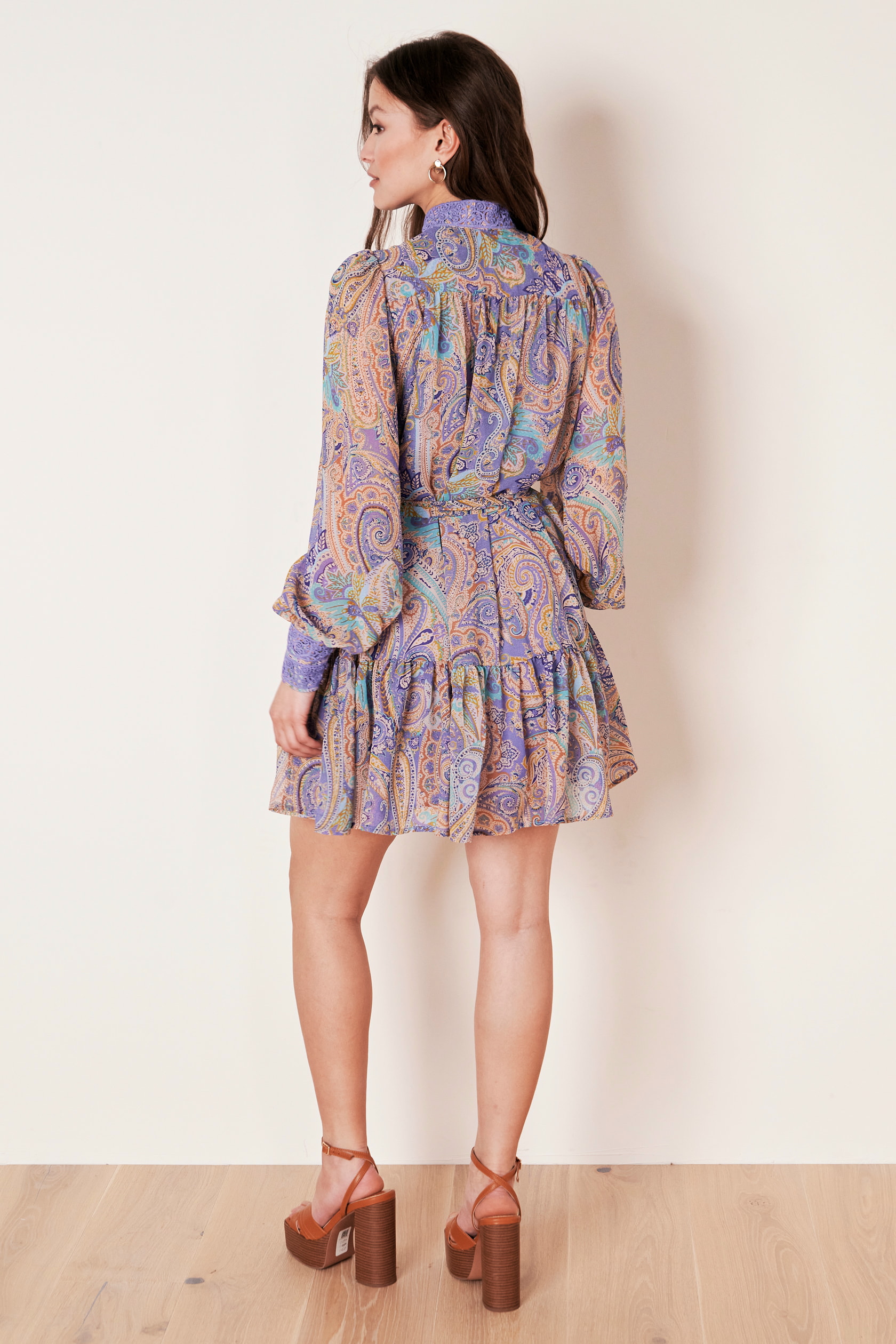 CLAIRE LUISE® Long sleeve dress paisley in purple