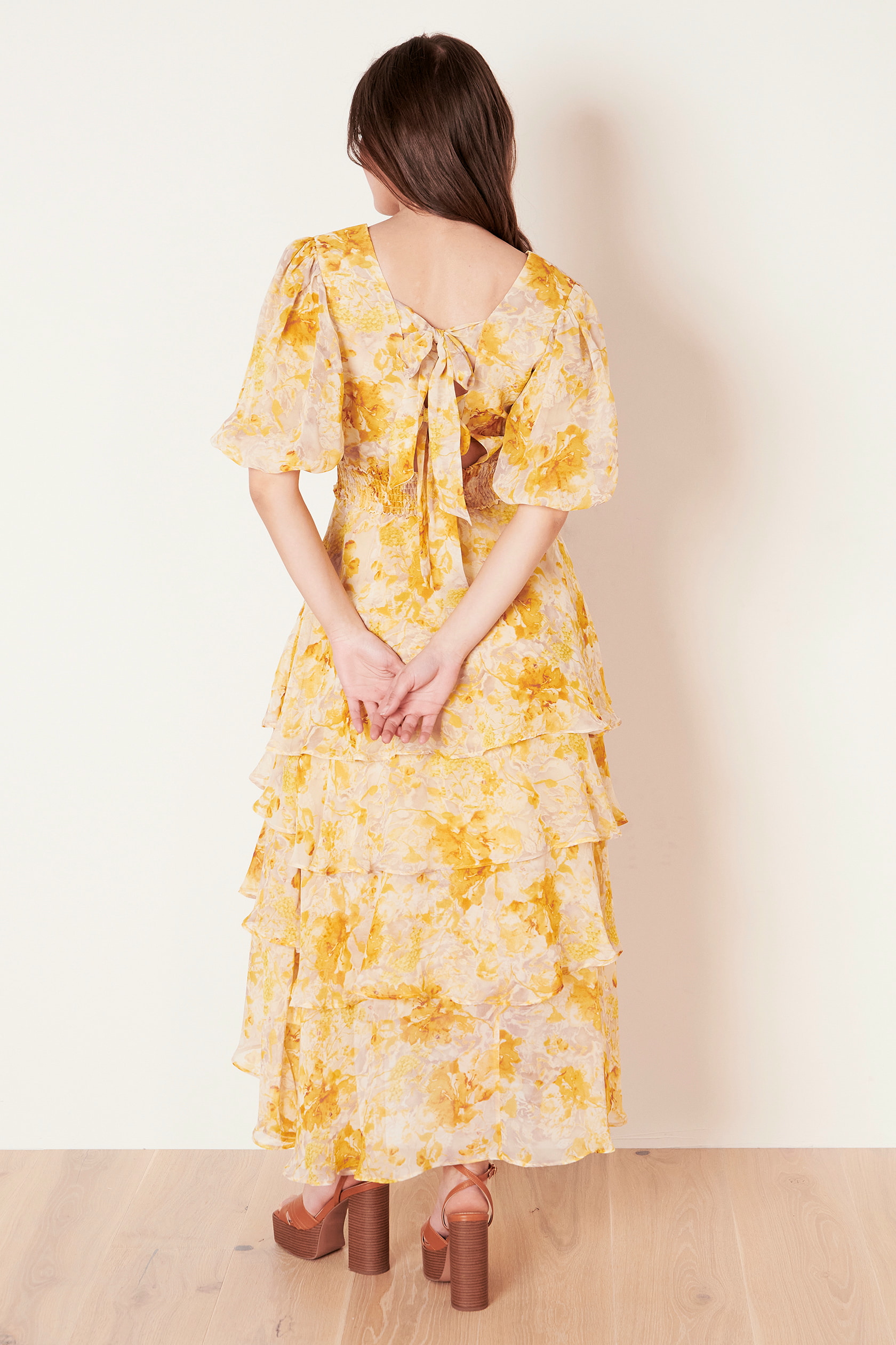 CLAIRE LUISE® Maxi dress with flounce in yellow