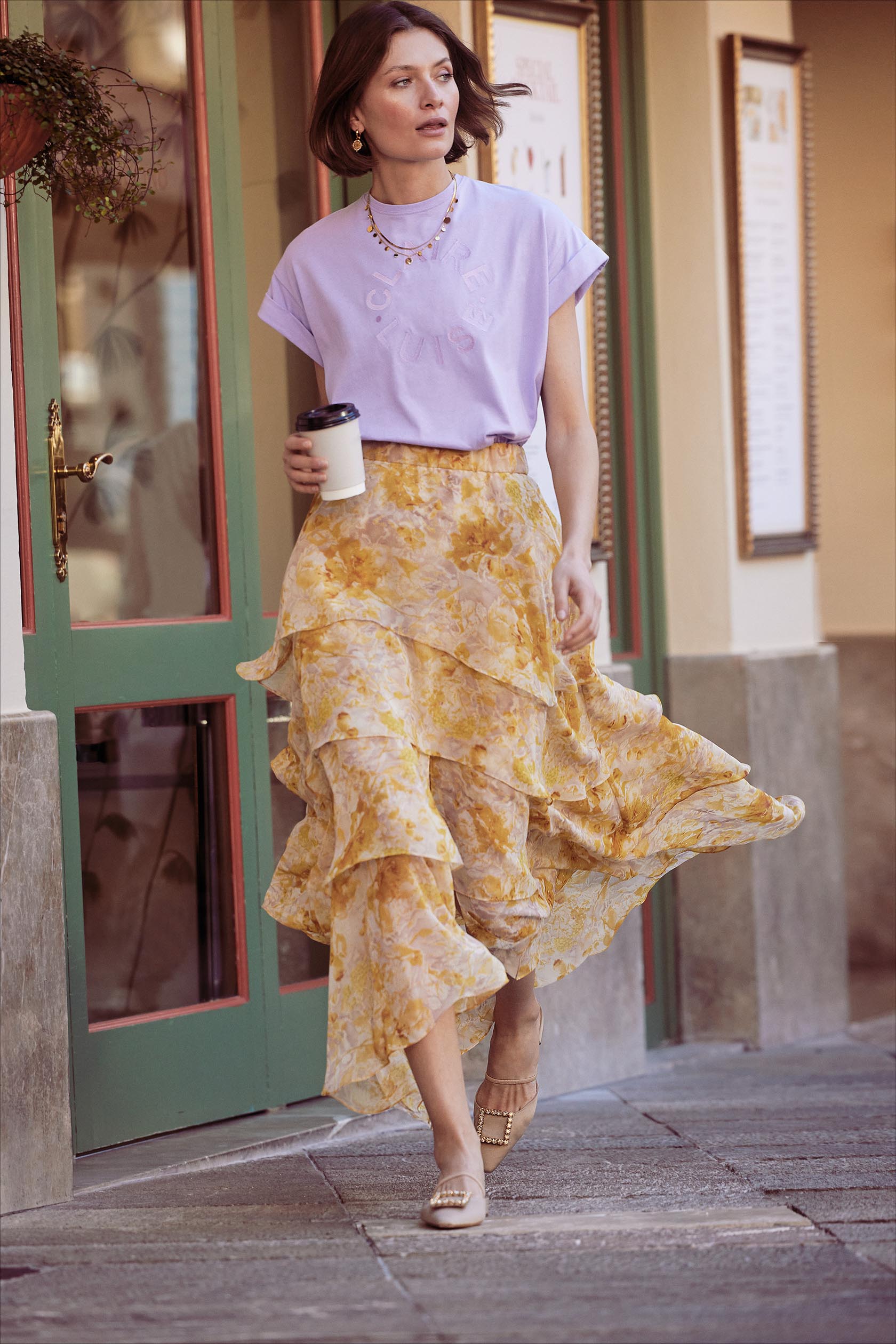 ★hug your skin★ Star flayered midi skirt 【送料0/関税0】 hug your skin☆Star flayered midi skirt