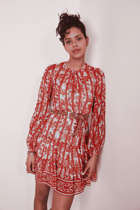 Gemustertes Langarmkleid