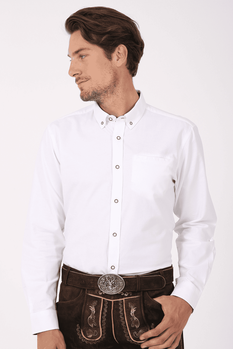Bavarian Box Embroidered Shirt White