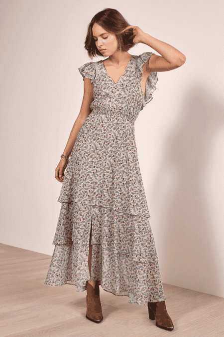 Volantkleid mit Beinschlitz