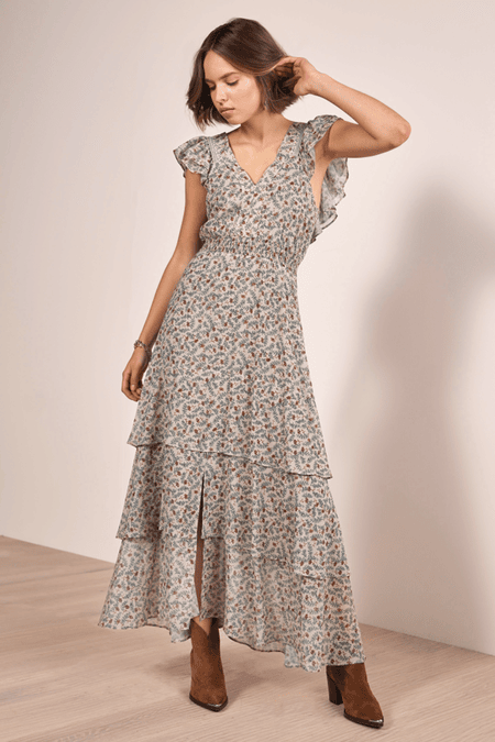 Volantkleid mit Beinschlitz