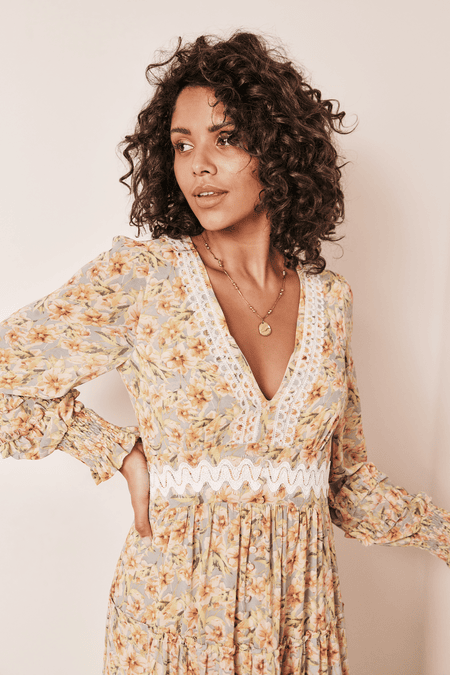 Florales Kleid mit Borten