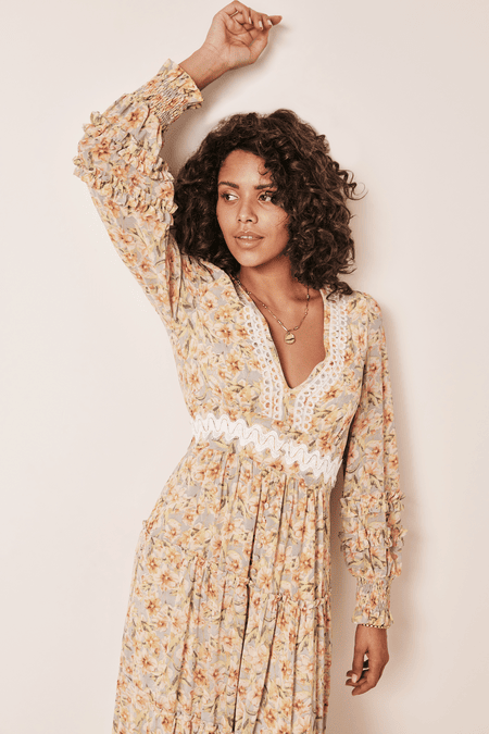 Florales Kleid mit Borten